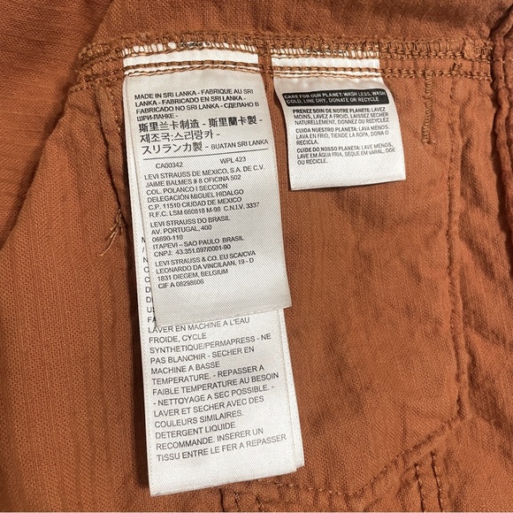 Levi's Cropped Corduroy Trucker Jacket Small Rust Burnt Orange - Picture 12 of 14